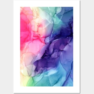 Colorful Rainbow Flowing Abstract Vertical Painting Posters and Art